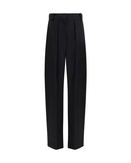 Khaite Black Viscose Casual Pants