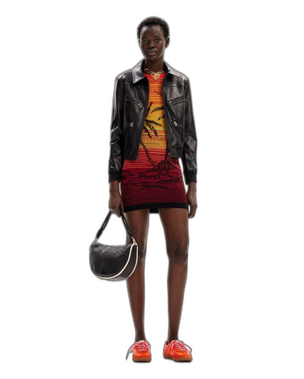 Desigual Red Viscose Midi Dress