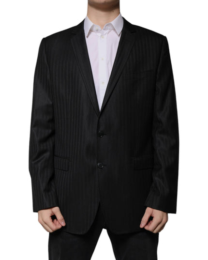 Dolce & Gabbana Black Stripe Wool Single Breasted Blazer