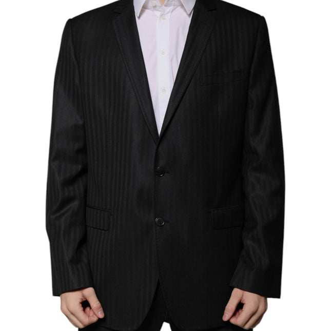 Dolce & Gabbana Black Stripe Wool Single Breasted Blazer