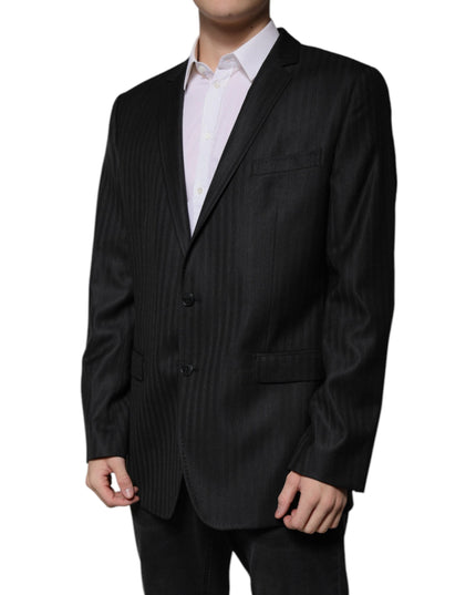 Dolce & Gabbana Black Stripe Wool Single Breasted Blazer