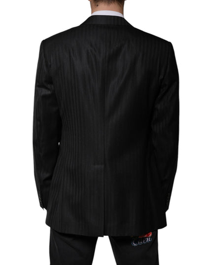Dolce & Gabbana Black Stripe Wool Single Breasted Blazer