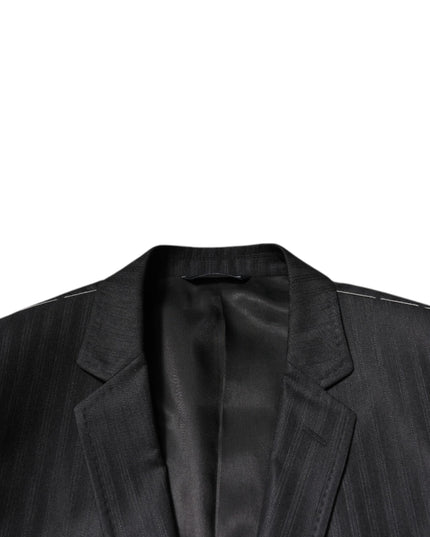 Dolce & Gabbana Black Stripe Wool Single Breasted Blazer