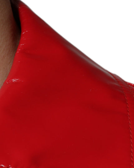 Dolce & Gabbana Red Polyester Button Down Collared Jacket