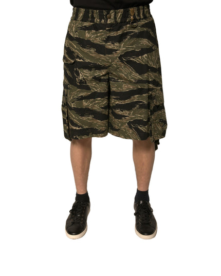 Dolce & Gabbana Black Gold Patterned Cotton Bermuda Shorts