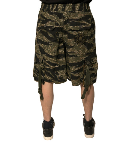 Dolce & Gabbana Black Gold Patterned Cotton Bermuda Shorts