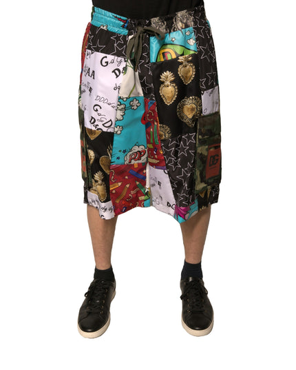 Dolce & Gabbana Multicolor Patchwork Cargo Bermuda Shorts