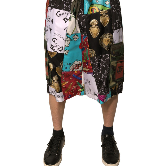 Dolce & Gabbana Multicolor Patchwork Cargo Bermuda Shorts
