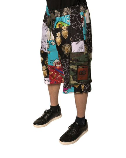 Dolce & Gabbana Multicolor Patchwork Cargo Bermuda Shorts
