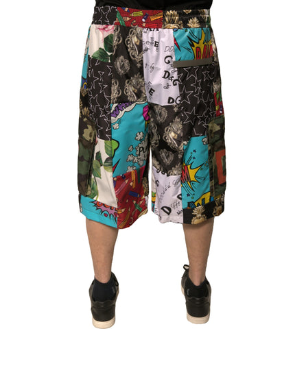 Dolce & Gabbana Multicolor Patchwork Cargo Bermuda Shorts