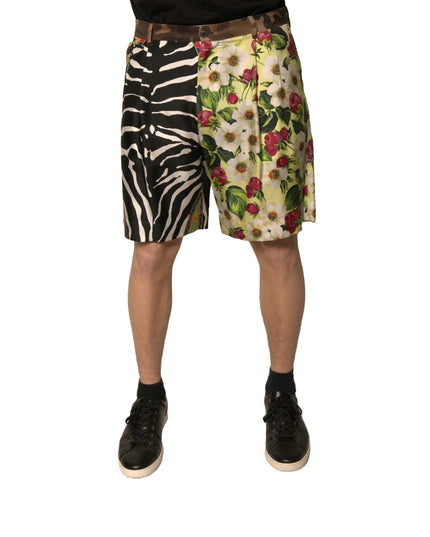 Dolce & Gabbana Multicolor Patchwork Silk Men Chino Shorts
