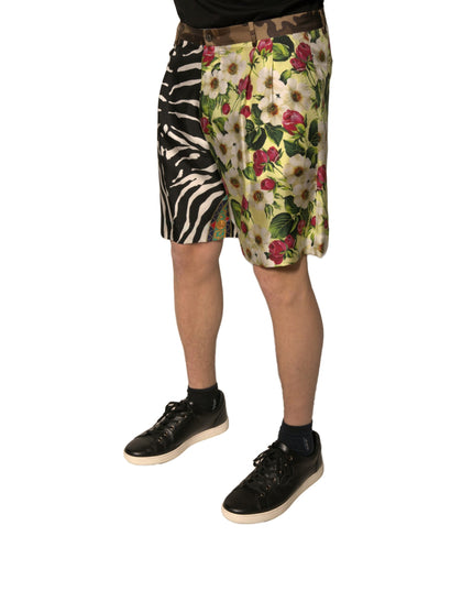 Dolce & Gabbana Multicolor Patchwork Silk Men Chino Shorts