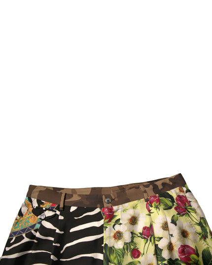 Dolce & Gabbana Multicolor Patchwork Silk Men Chino Shorts