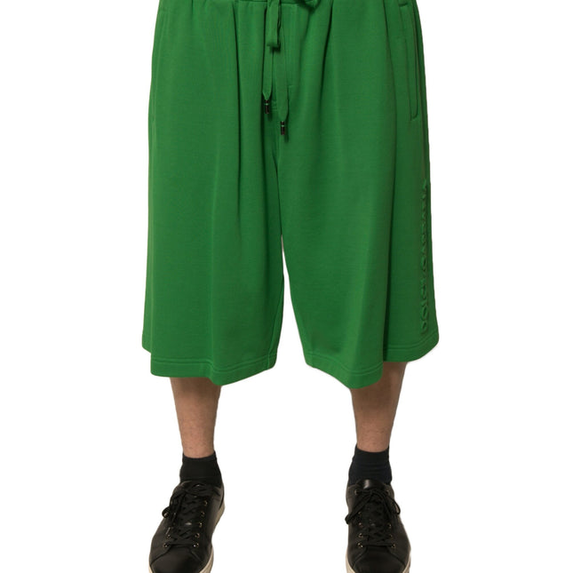 Dolce & Gabbana Green Cotton Blend Men Bermuda Shorts