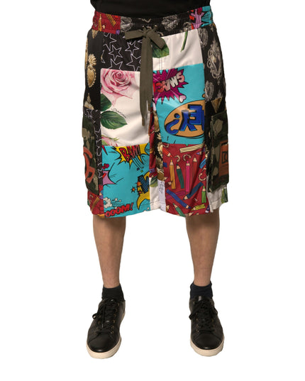 Dolce & Gabbana Multicolor Patchwork Cargo Bermuda Shorts