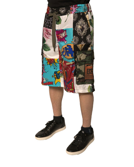 Dolce & Gabbana Multicolor Patchwork Cargo Bermuda Shorts