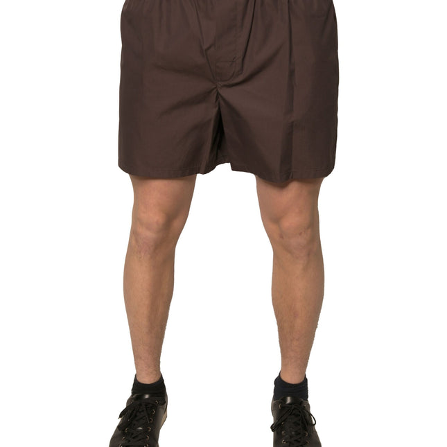 Dolce & Gabbana Brown Cotton Blend Men Mid Waist Shorts