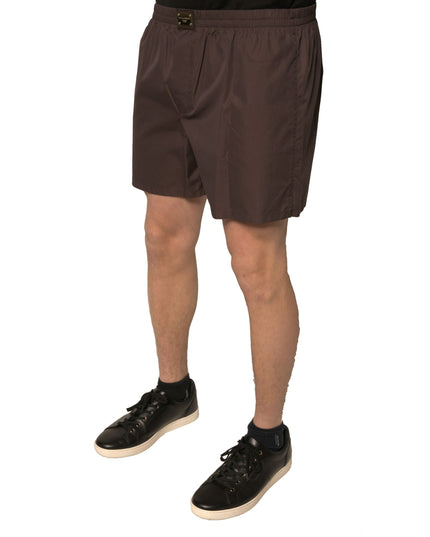 Dolce & Gabbana Brown Cotton Blend Men Mid Waist Shorts