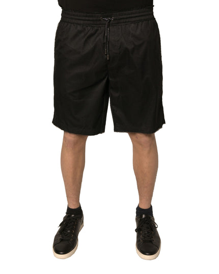 Dolce & Gabbana Black Polyester Jersey Mid Waist Shorts