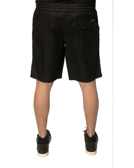 Dolce & Gabbana Black Polyester Jersey Mid Waist Shorts