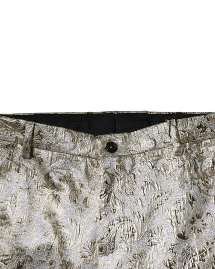 Dolce & Gabbana Gold Floral Jacquard Men Dress Pants