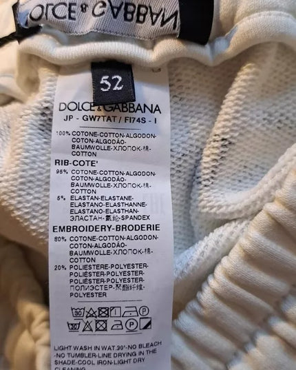 Dolce & Gabbana White Printed Cotton Jogger Sweatpants Pants
