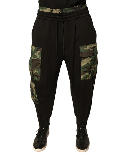 Dolce & Gabbana Black Camouflage Cotton Jogger Cargo Pants
