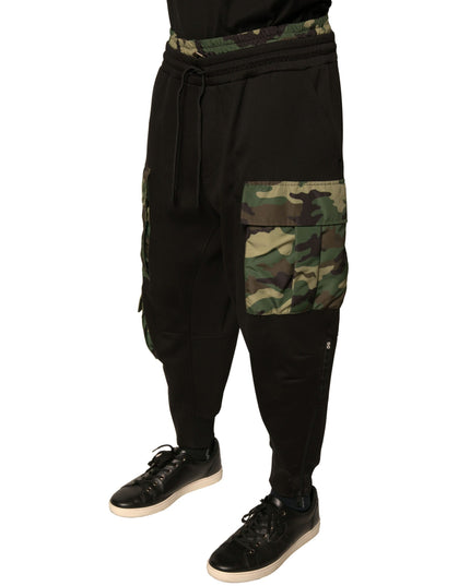 Dolce & Gabbana Black Camouflage Cotton Jogger Cargo Pants