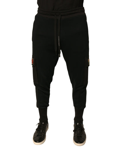 Dolce & Gabbana Black Cotton Jogger Cargo Sweatpants Pants
