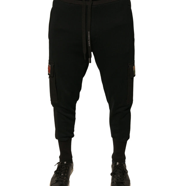 Dolce & Gabbana Black Cotton Jogger Cargo Sweatpants Pants