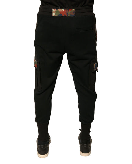 Dolce & Gabbana Black Cotton Jogger Cargo Sweatpants Pants