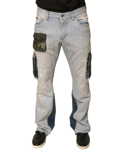 Dolce & Gabbana Light Blue Cotton Cargo Straight Denim Jeans
