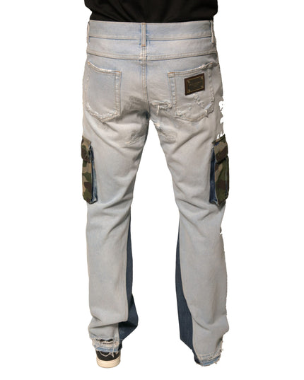 Dolce & Gabbana Light Blue Cotton Cargo Straight Denim Jeans