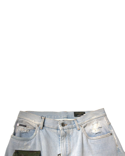 Dolce & Gabbana Light Blue Cotton Cargo Straight Denim Jeans