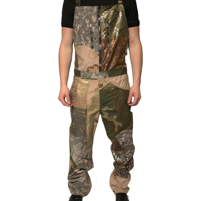 Dolce & Gabbana Multicolor Patchwork Camouflage Overall Pants