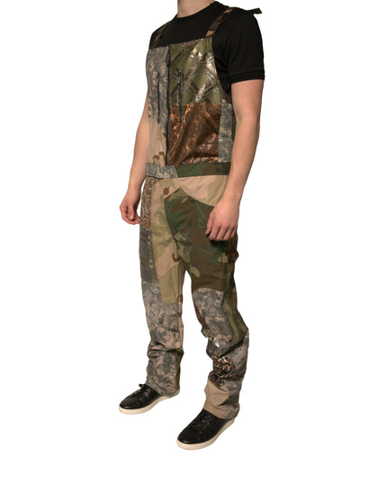 Dolce & Gabbana Multicolor Patchwork Camouflage Overall Pants