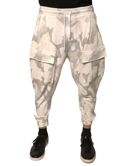 Dolce & Gabbana White Camouflage Cargo Jogger Pants