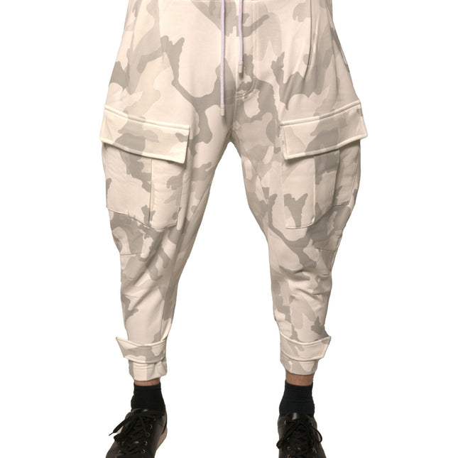 Dolce & Gabbana White Camouflage Cargo Jogger Pants