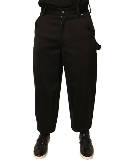 Dolce & Gabbana Black Cotton Mid Waist Cropped Pants