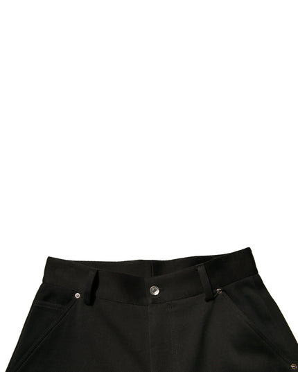 Dolce & Gabbana Black Cotton Mid Waist Cropped Pants