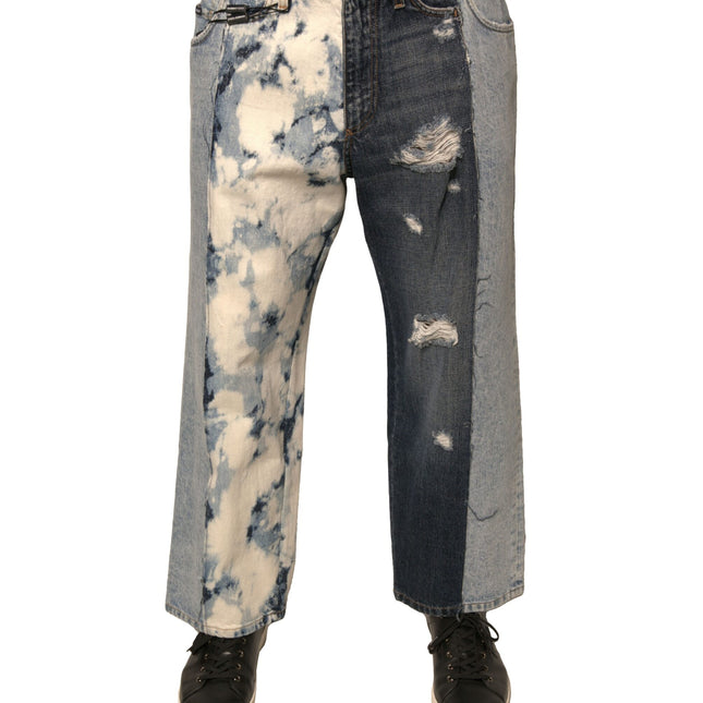 Dolce & Gabbana Multicolor Patchwork Cotton Straight Men Denim Jeans