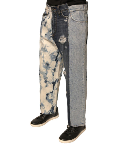 Dolce & Gabbana Multicolor Patchwork Cotton Straight Men Denim Jeans