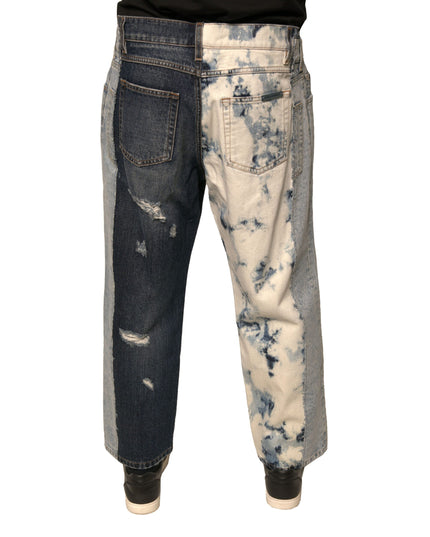 Dolce & Gabbana Multicolor Patchwork Cotton Straight Men Denim Jeans