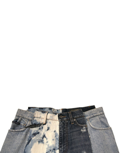 Dolce & Gabbana Multicolor Patchwork Cotton Straight Men Denim Jeans
