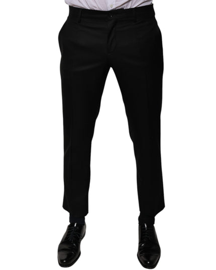 Dolce & Gabbana Black Wool Tapered Formal Dress Pants
