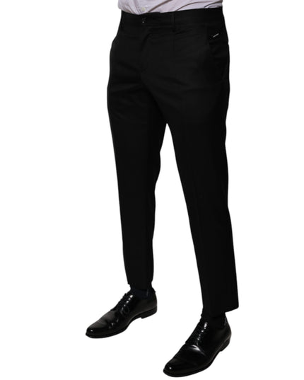 Dolce & Gabbana Black Wool Tapered Formal Dress Pants
