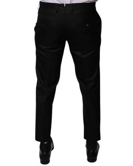 Dolce & Gabbana Black Wool Tapered Formal Dress Pants