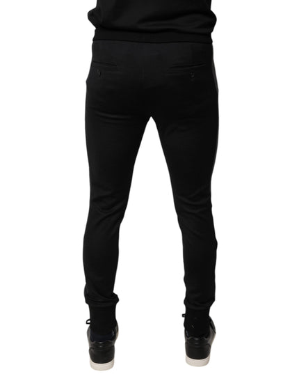 Dolce & Gabbana Black Horseshoe Embellished Wool Slim Fit Pants