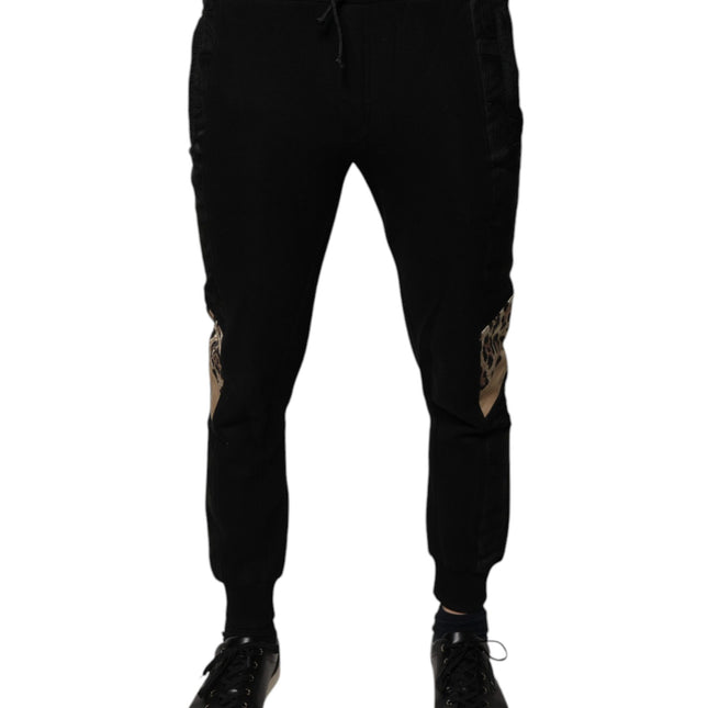 Dolce & Gabbana Black Leopard Slim Fit Jogger Pants