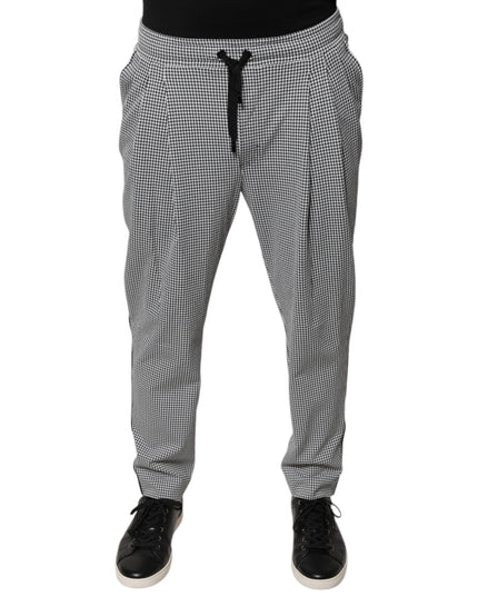 Dolce & Gabbana Black White Houndstooth Skinny Dress Pants